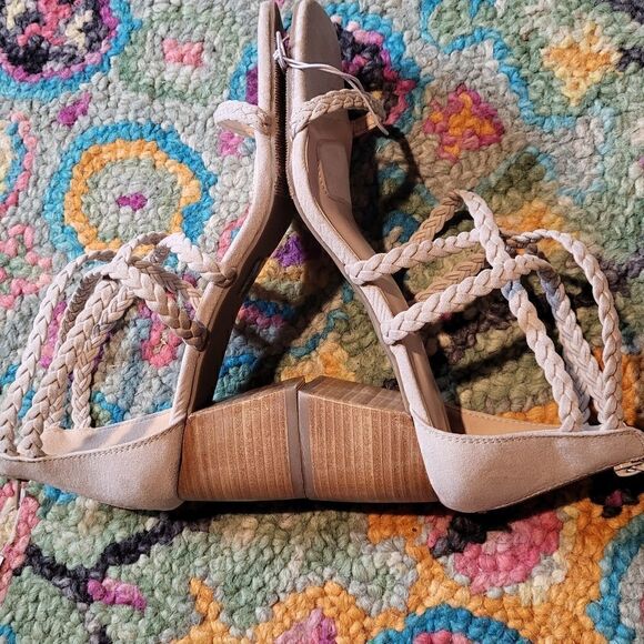 NWT Joie Felina Braided Faux Leather Block Heel Sandals Women's 7.5 - Picture 4 of 6